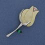 Brooch Pendant Flower with rhinestones silver-tone metal 70x35mm+