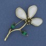 Brooch Pendant Flower with Crystals in Golden Metal 70x45mm+