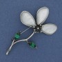 Brooch Pendant Flower with Crystals Silver-Colored Metal 70×45mm+