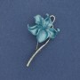 Brooch Pendant Flower Enamelled Silver-tone Metal 56×30mm+