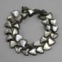 Mother-of-P pearl Heart Beads, 12mm diameter, 34cm length, on thread