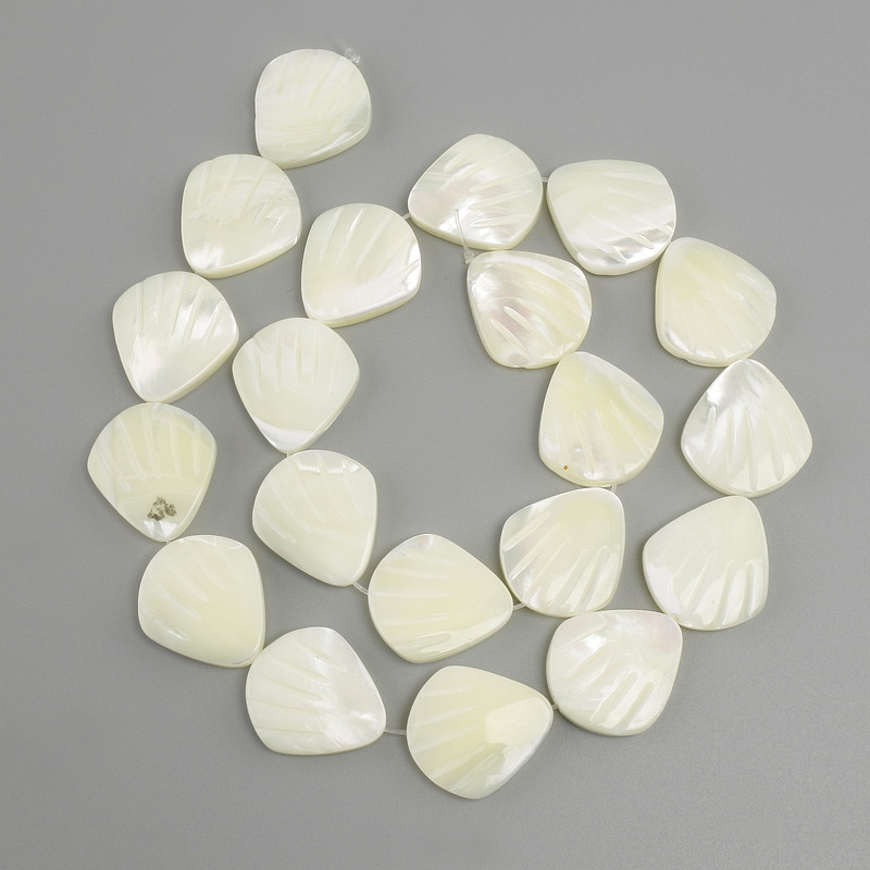 Mother-of-Pearl Shell Beads, 20x18mm, ±, 41cm long on thread