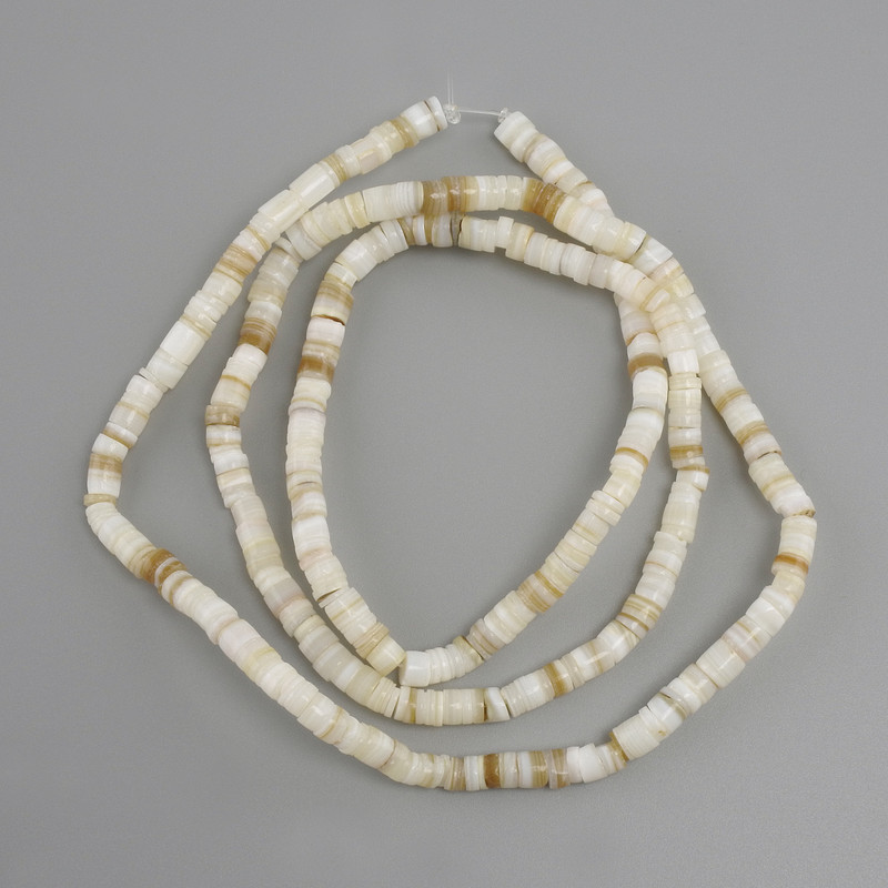 Mother-of-P pearl Rondelle Beads, diameter 4x1-1.5mm, length 62cm on thread