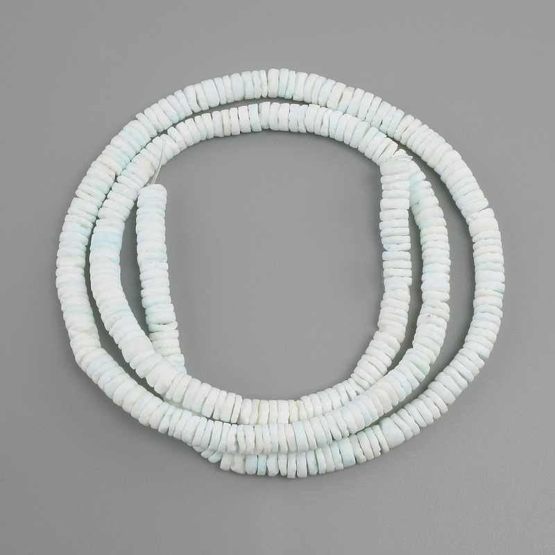 Unrefined Scarcarack shell beads - Scararka rondelle, diameter 6x1.5-2mm, length 61cm on thread