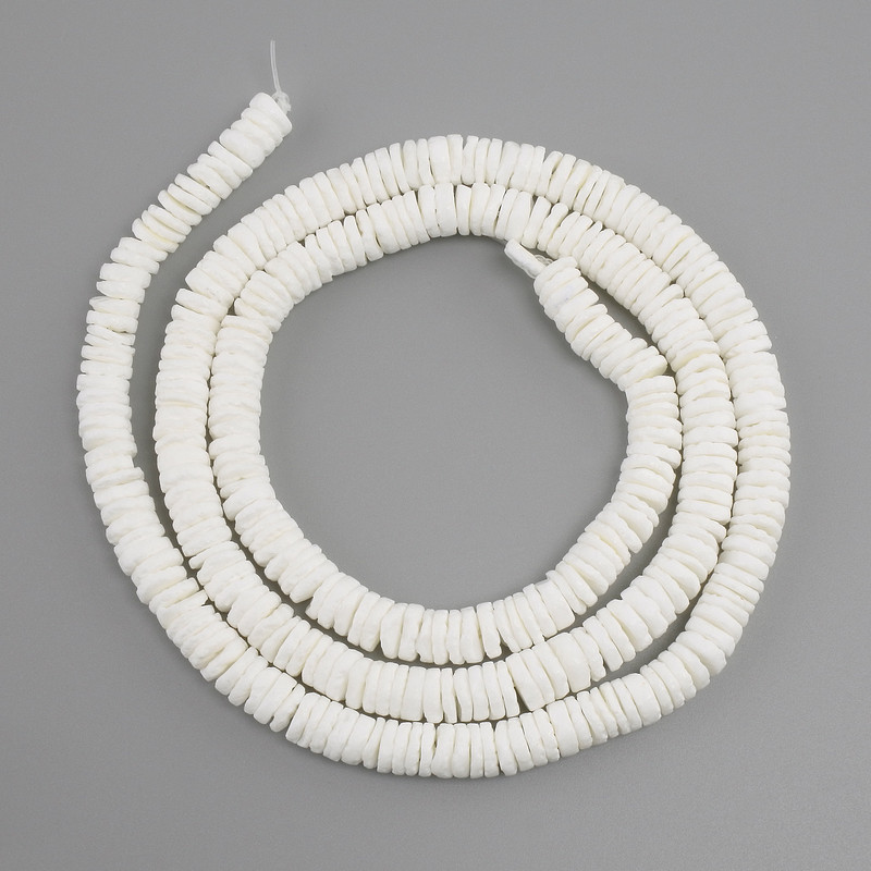 Unpolished shell beads Scarface scallop rondelle, 7x1.5-2mm diameter, length 61cm on thread