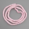 Unpolished sea shell Scarface scallop rondelle beads, diameter 6×1.5–2 mm, length 64 cm on beading thread