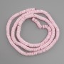 Unpolished sea shell Scarface scallop rondelle beads, diameter 6×1.5–2 mm, length 64 cm on beading thread