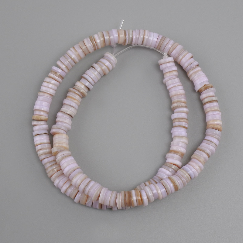Mother-of-Pearl Scarvarca Shell Beads Rondelle, diameter 6-6.5×1.5-2.5mm, length 38cm ± on fishing line