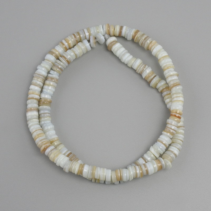 Shell Beads Scafarca Roundel, 5x1–2 mm diameter, 38 cm long on thread