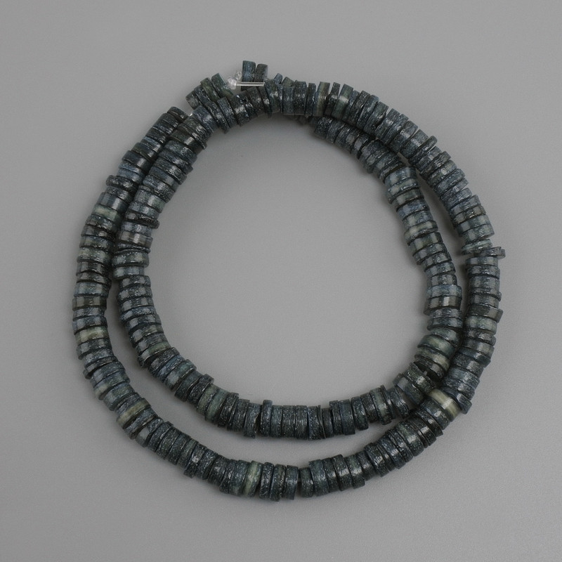 Mother-of-Pearl Beads Scarphaka Rondelle, diameter 6-6.5×1.5-2mm, length 39cm on thread
