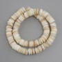 Mother-of-Pearl Haliotis Scarface (Scarf) Rondelle Beads, 10x1.5–2mm, 38cm long on thread