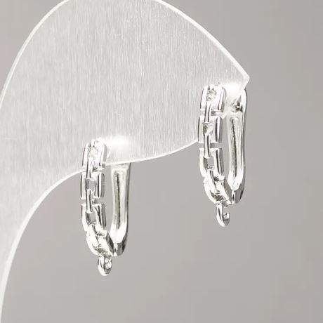 Earring posts with silver metal 18x3mm - pair