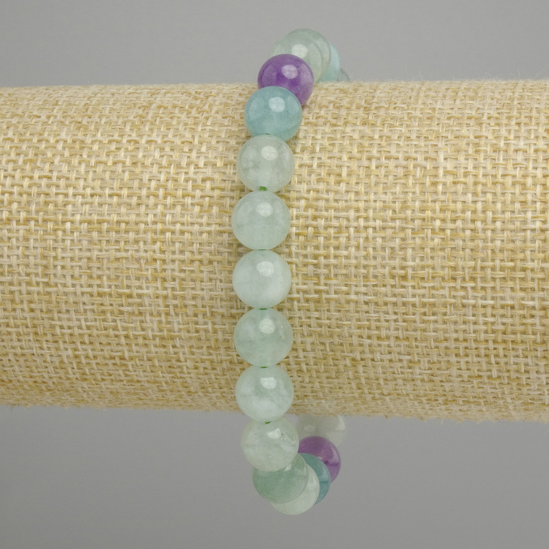 Fluorite Smooth Bead Bracelet, 8mm diameter ±, 18cm length ±, stretch