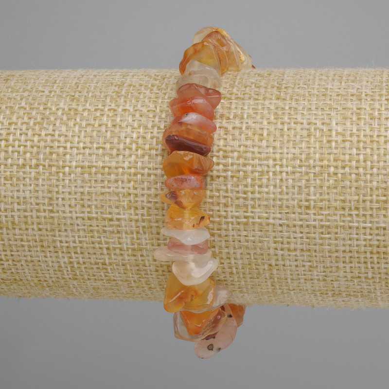 Carnelian Chip Bracelet, 8-13×2-4mm, stretch adjustable, 18 cm