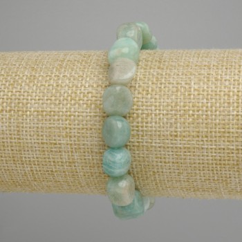 Amazonite Bead Bracelet, faceted, diameter 9.5-10.5×10-11mm, 18 cm length, stretch