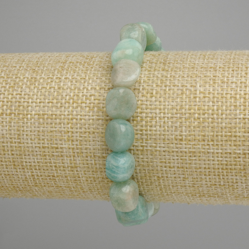 Amazonite Bead Bracelet, faceted, diameter 9.5-10.5×10-11mm, 18 cm length, stretch