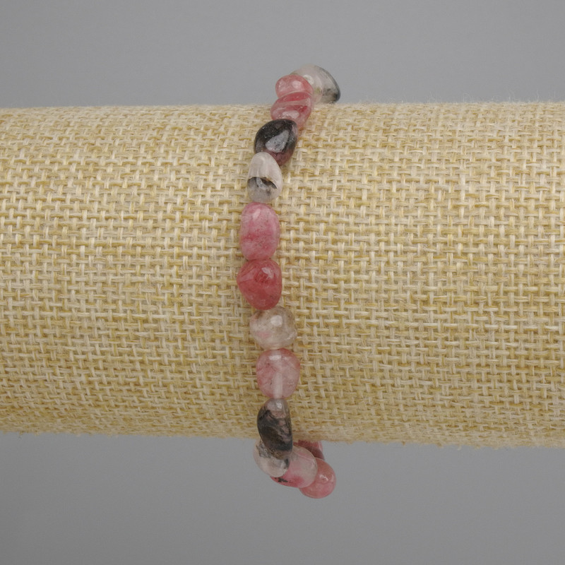 Rhodonite Bead Bracelet, faceted, diameter 7-13×6-7, 5mm+-, length 18cm +- stretch