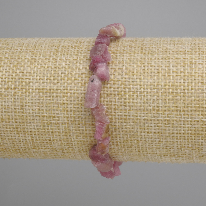 Tourmaline Bracelet Unpolished Stone, 4-10×5, 5-8mm±, length 18cm± stretchy