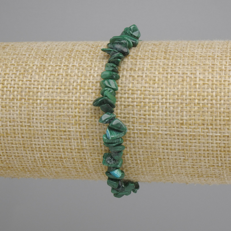 Malachite Chip Bracelet, diameter 5-8, 5×1-3mm ±, length 18cm ± stretch