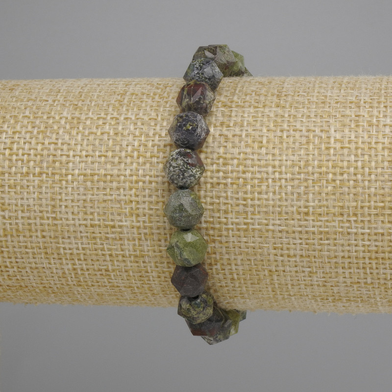 Jasper Bead Dragon's Blood Multifaceted Bracelet, 8×8mm facets, length 18cm ± stretch