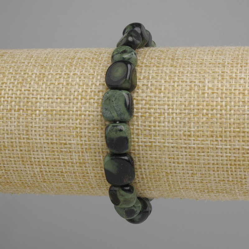 Ocean Jasper Bead Bracelet with faceted beads, diameter 8-11×8-10mm, length 18cm, stretchy