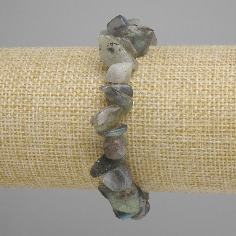 Labrodor Labradorite chip bracelet, 9-16×3-9mm+, 18 cm length, stretch