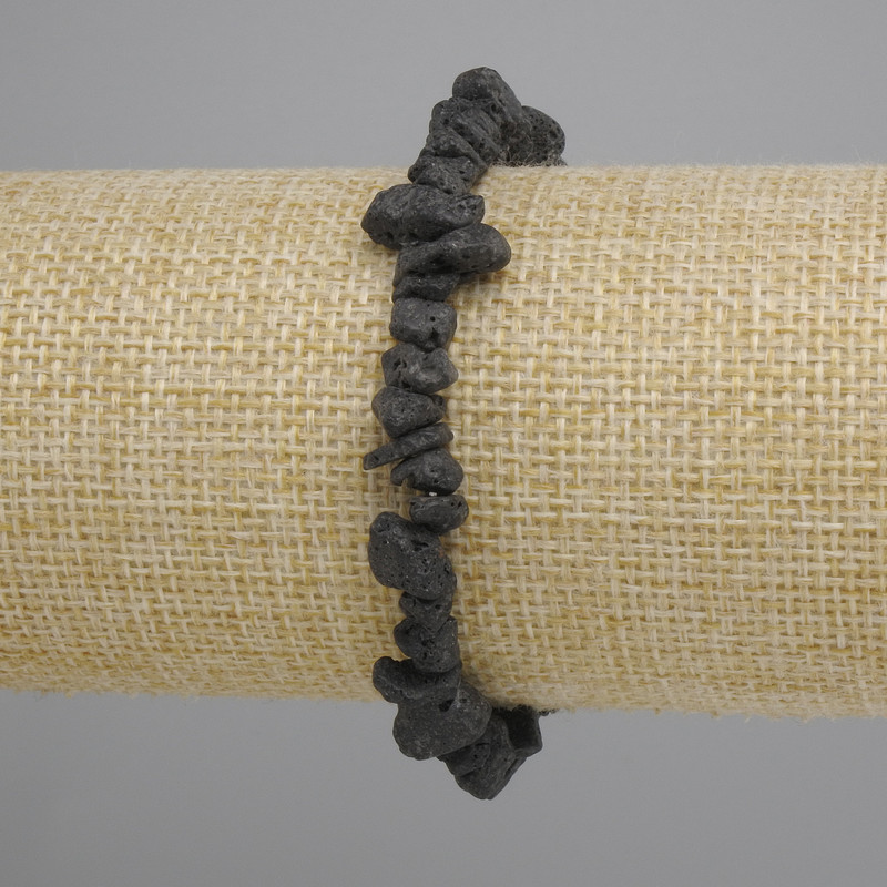 Lava Bead Bracelet, diameter 6-9×2-5mm, length 18cm, plus/minus, stretch