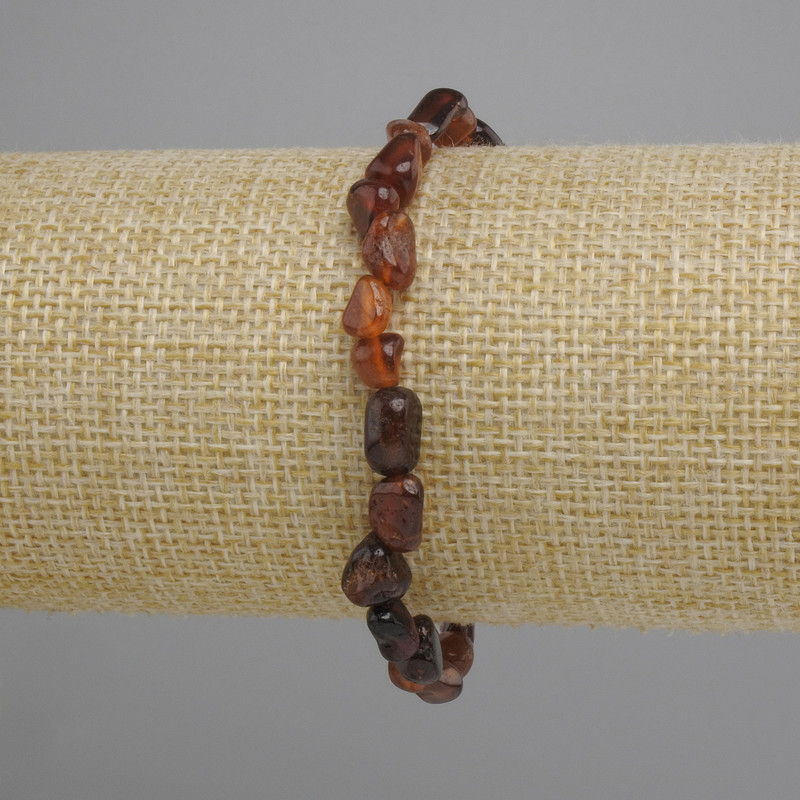 Garnet Hessonite Bead Bracelet, faceted, diameter 7-10×5-6, 5mm±, length 18cm±, stretch