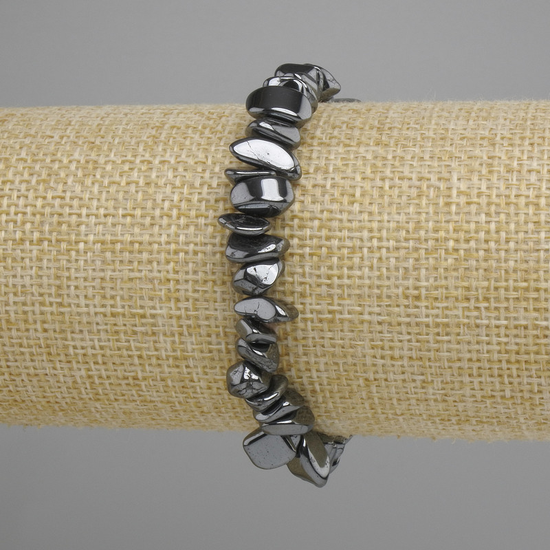 Hematite Chip Bracelet, diameter 6-10, 5x3-6mm±, length 18cm ± elastic