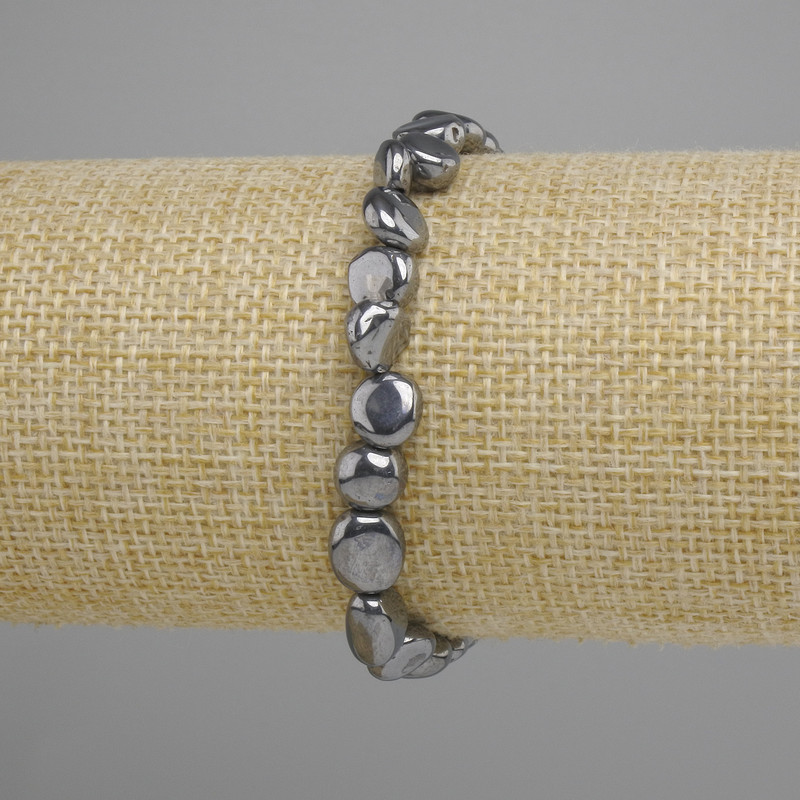 Hematite Bead Bracelet, faceted, diameter 6-10×7-7, 5mm±, length 18cm± stretchy