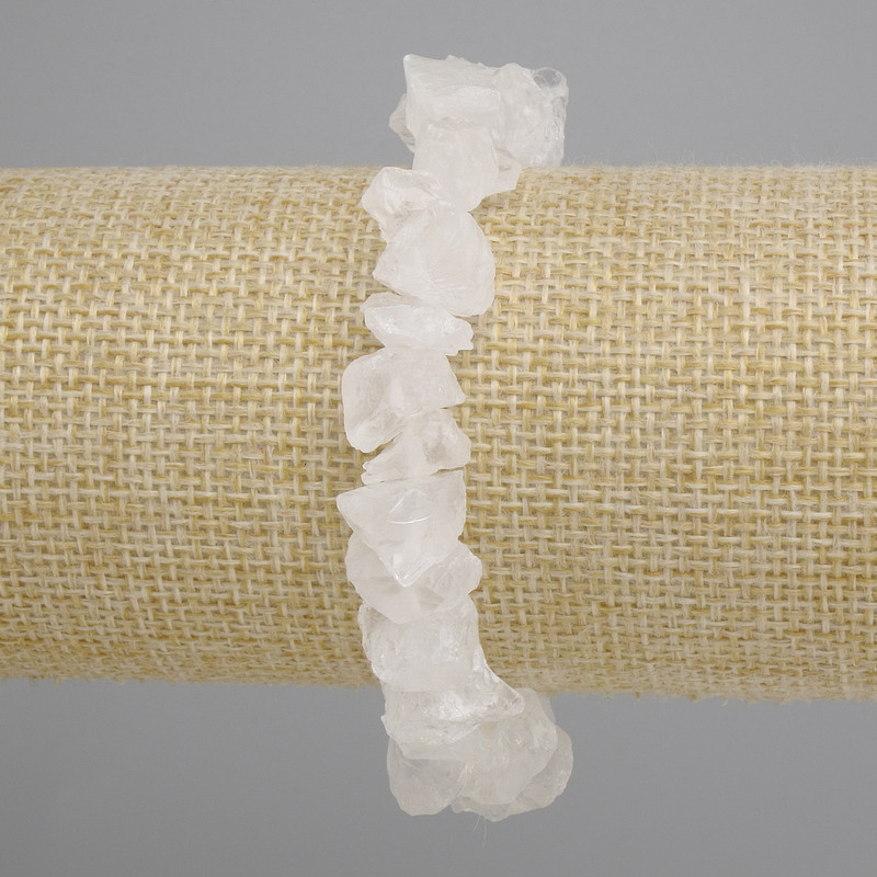 Bracelet Mountain Crystal Unpolished Stone, diameter 8-14×5-7mm +-, length 18cm +-, stretchy