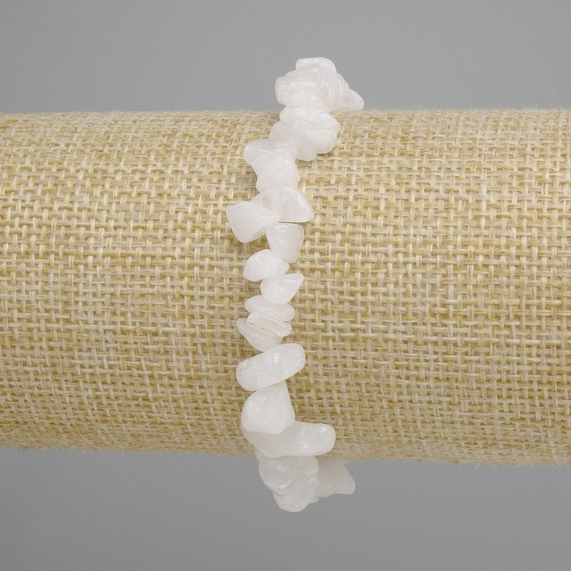 White quartz chip bracelet, 6-12×4-6mm, length 18cm, stretch