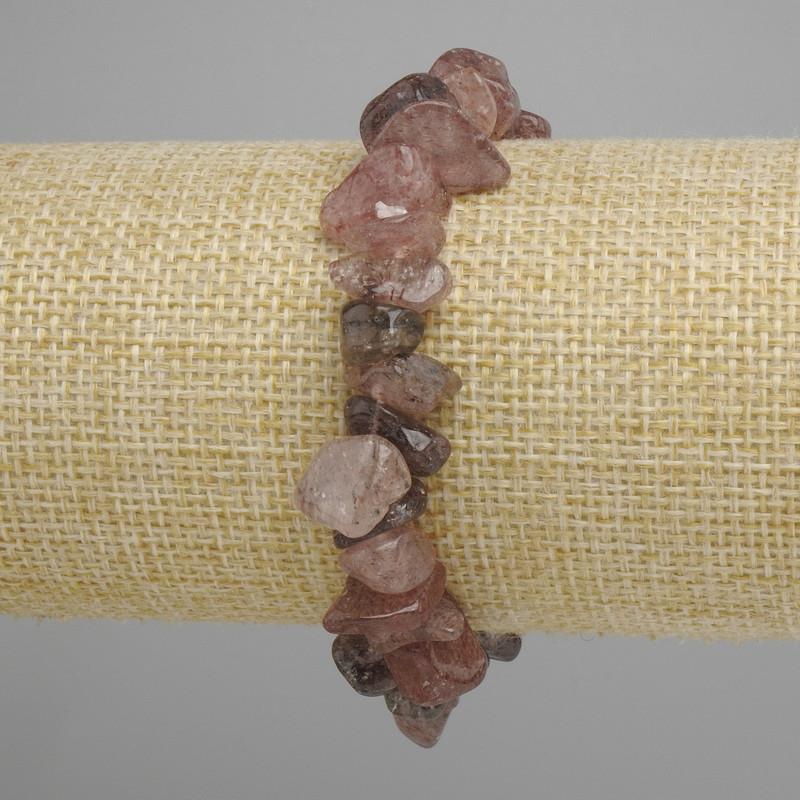 Strawberry Quartz Chip Bracelet, diameter 7-16×5-8, 5mm+-, length 18cm +- stretch