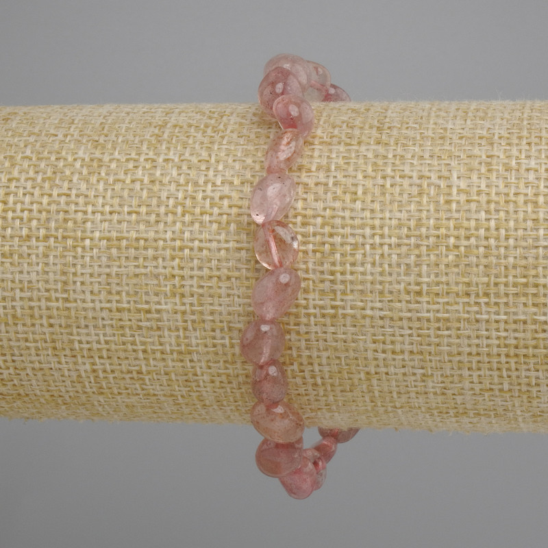 Bracelet Strawberry Quartz Tumbled, diameter 6-10, 5x6-7, 5mm+-, length 18cm +- stretch