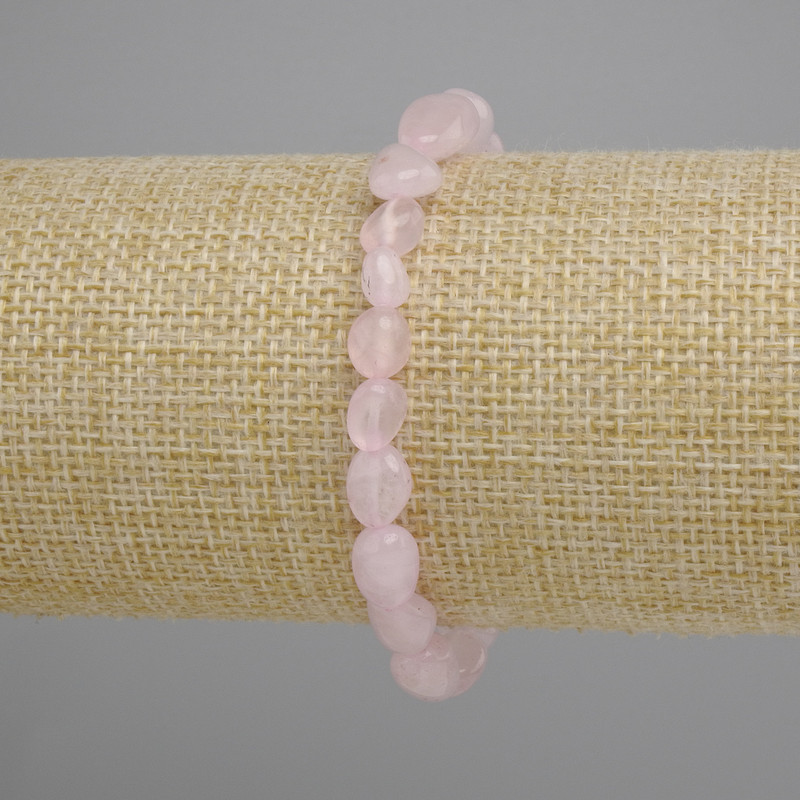 Bracelet Pink Quartz tumbled, diameter 6-10, 5x6-7, 5mm±, length 18cm±, stretch