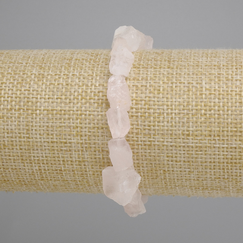 Bracelet Pink Quartz natural stone, unpolished stone, diameter 7-11×7-11mm+-, length 18cm +-, stretch