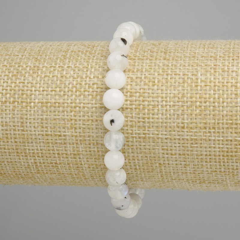Adularia Bracelet smooth beads, diameter 7mm±, length 18cm± stretch