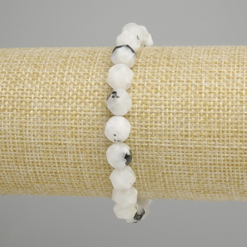 Adularia bracelet with facets, diameter 9x8mm, adjustable length 18cm