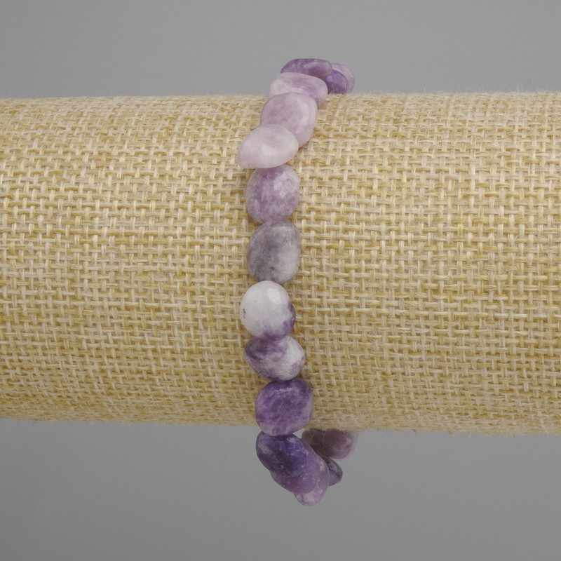 Lepidolite Beads Faceted Stretch Bracelet, 8.5-9×8-9mm, diameter 8.0mm, length 18cm stretch