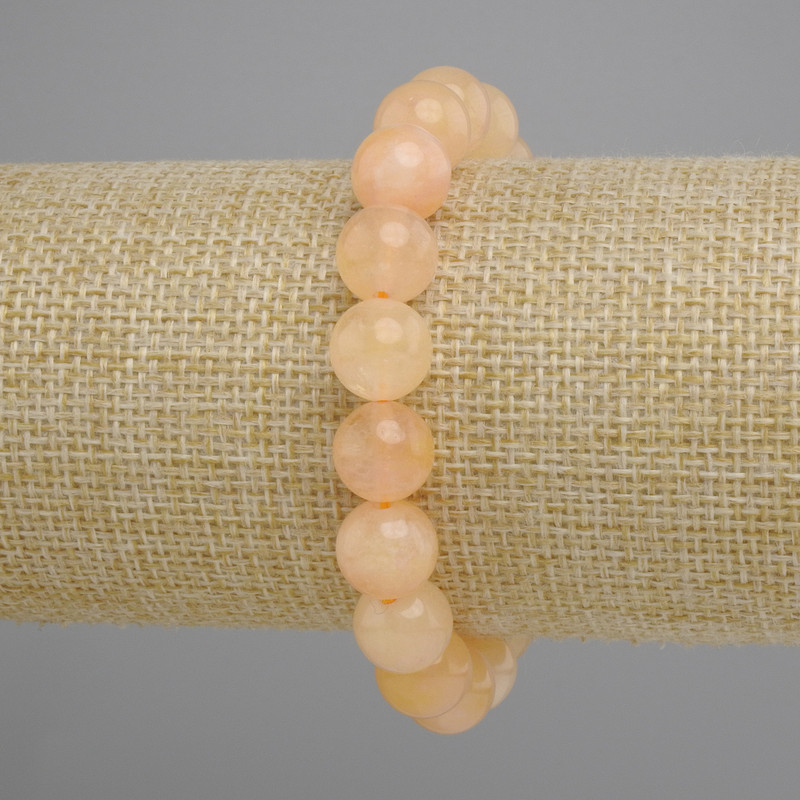 Bracelet Citrine smooth ball beads, diameter 10mm ±, length 18cm ± stretch