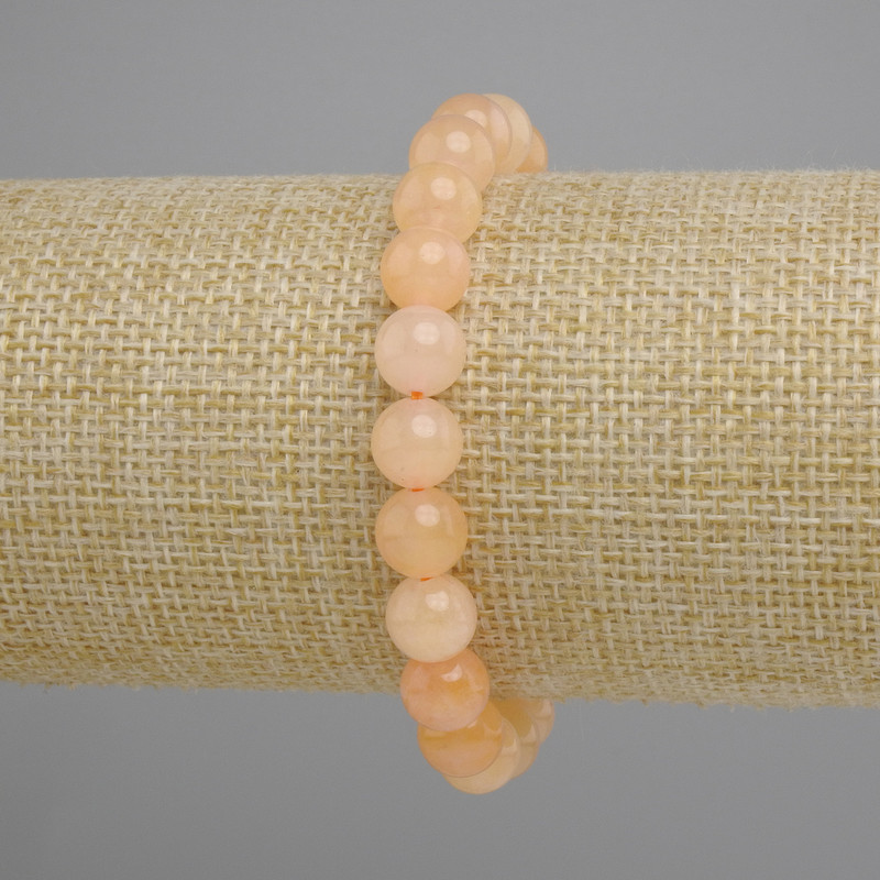 Bracelet Citrine Pressed Bead Smooth Sphere, diameter 8mm, length 18cm, stretch