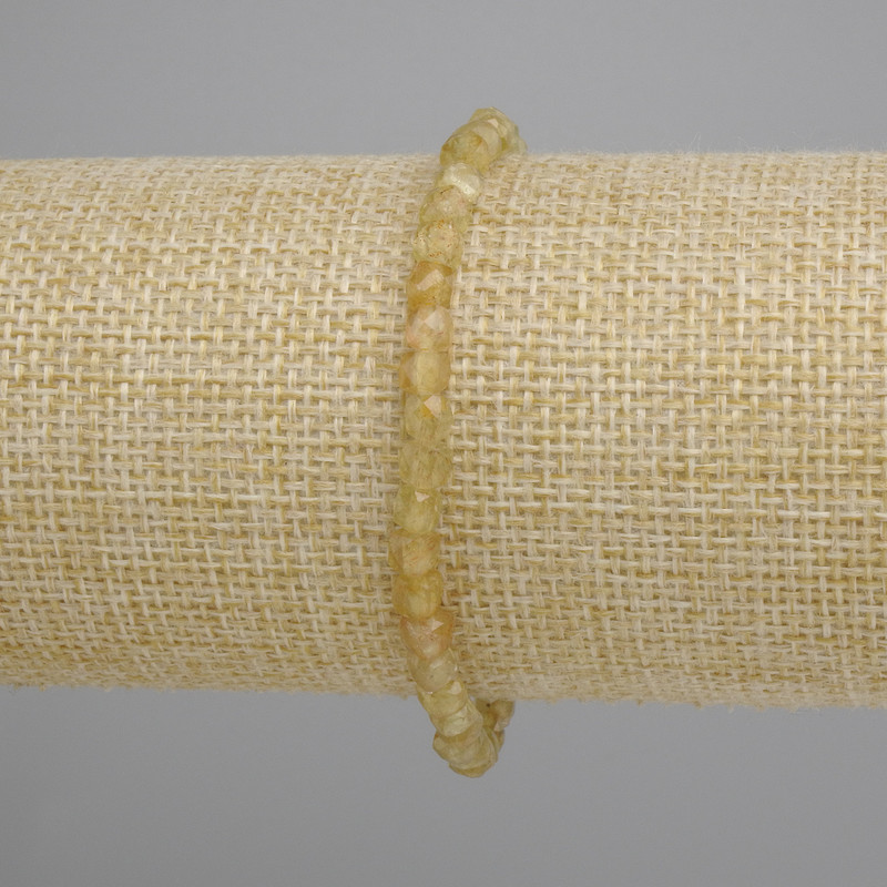 Bracelet Citrine faceted cube, diameter 4x4mm, length 18cm, stretchy