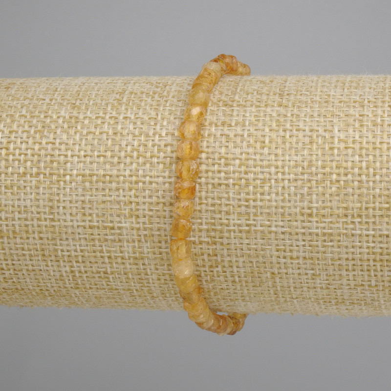 Bracelet Citrine faceted cube, 4×4 mm cubes, stretchy 18 cm