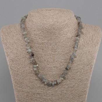 Labradorite Chip Necklace, 6-9×2-5mm, length 45cm + 5cm extender chain