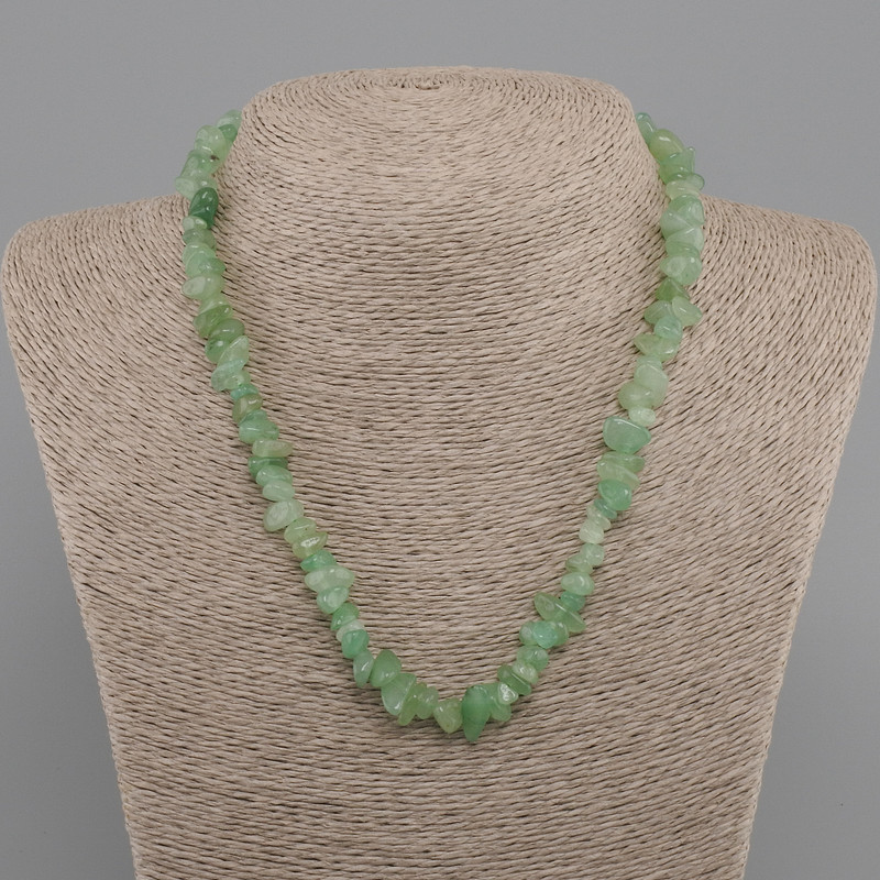 Nephrite Chip Necklace, diameter 7-8, 5x2-6mm±, length 45cm +5cm extender chain