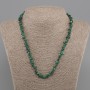 Necklace of Malachite chips, diametre 4-9×2-3 mm, length 45 cm + 5 cm extender chain