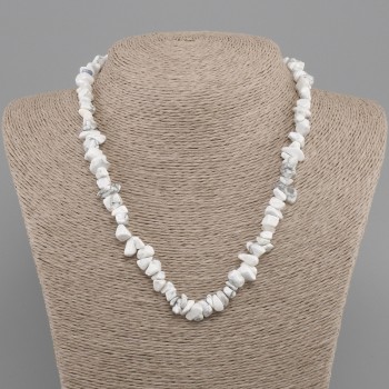 Chalcedony Beaded Necklaces Chunk, 6-10×2-7mm, length 45cm + 5cm extender chain