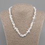 Chalcedony Beaded Necklaces Chunk, 6-10×2-7mm, length 45cm + 5cm extender chain