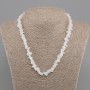 Necklace Beads White Quartz Chip, diameter 7-12x3-7mm±, length 45cm +5cm extender chain