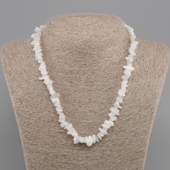 Adularia Bead Necklace, chip, 5-12×2-6mm, length 45cm + 5cm extender chain
